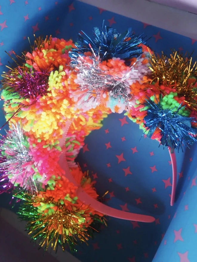 Tinsel Pom Pom Headband