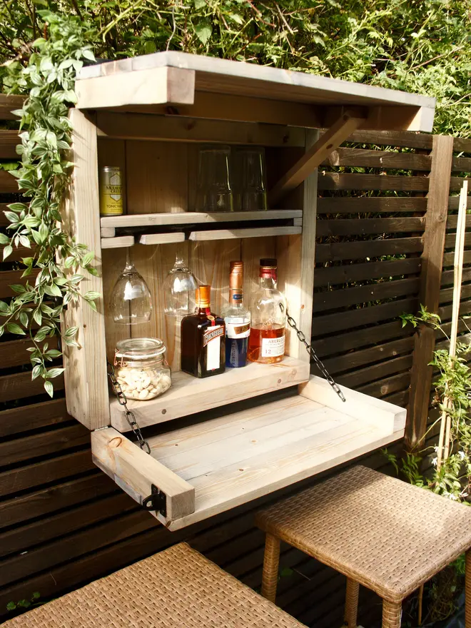 Drop Down Wooden Wall Garden Bar