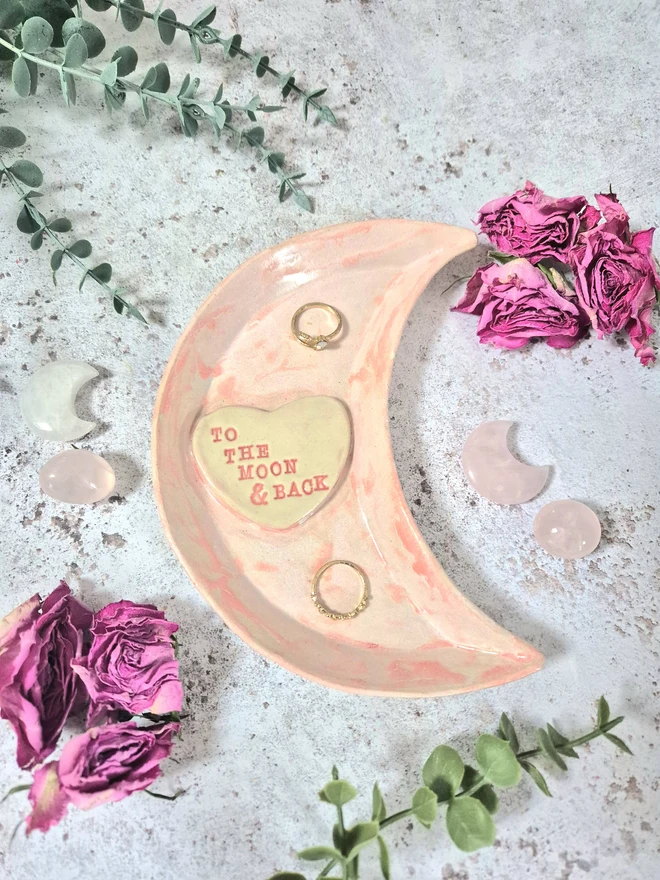 Moon jewellery dish, To the moon and back jewellery dish, trinket dish, Jenny Hopps pottery, moon gift, mothers day gift, valentines gift