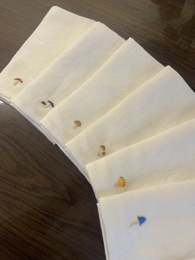 Magical Mushroom Embroidered Napkin (Set Of 6)