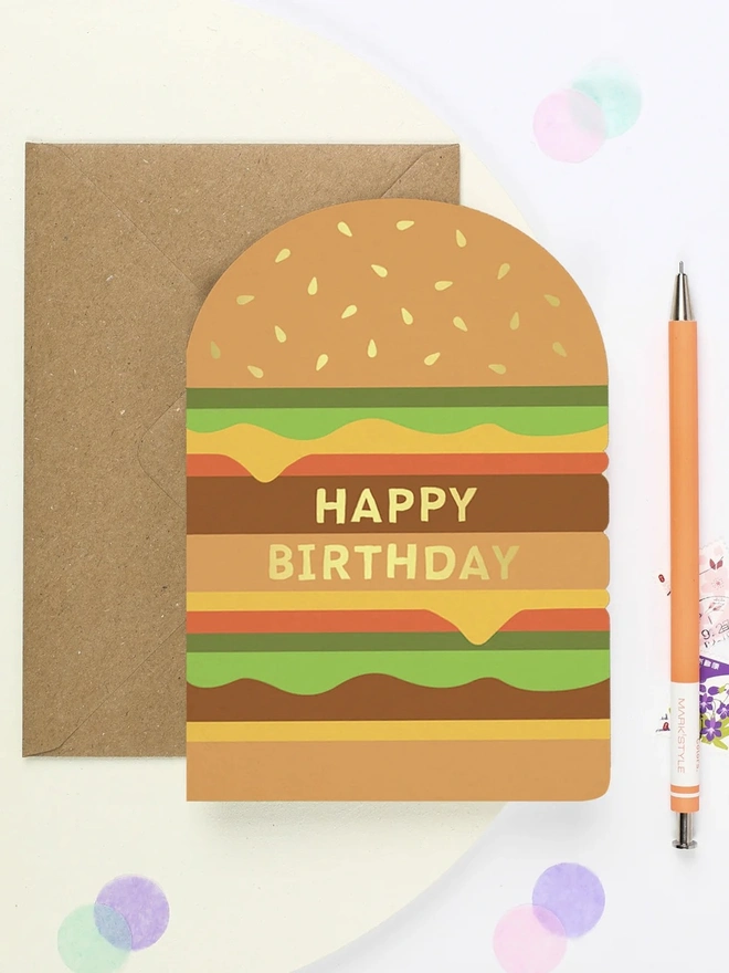 'Happy Birthday' Cheeseburger Shaped Card