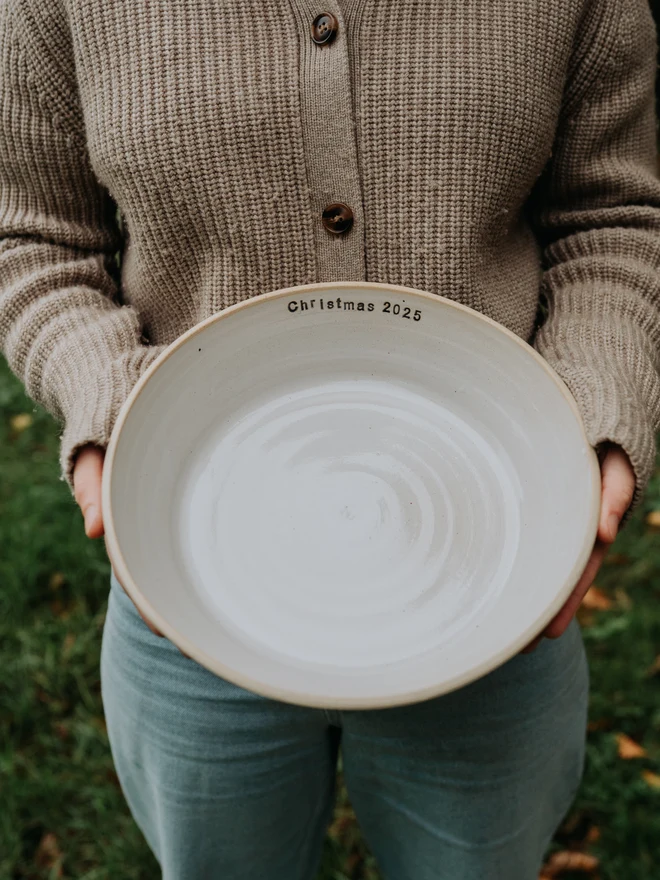 personalised ceramic white platter 