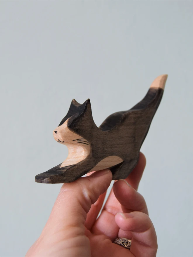 "Wooden toy; cat; eric and albert; toy; handmade; made in the uk; made in wales;  handmade figurine