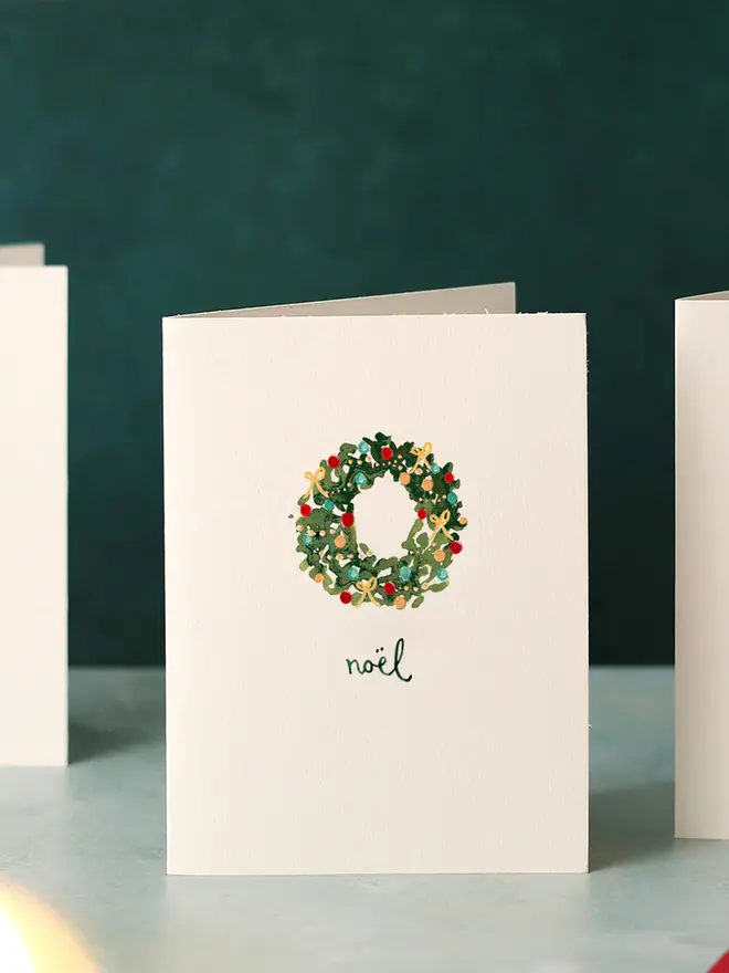 illustrated christmas wreath card