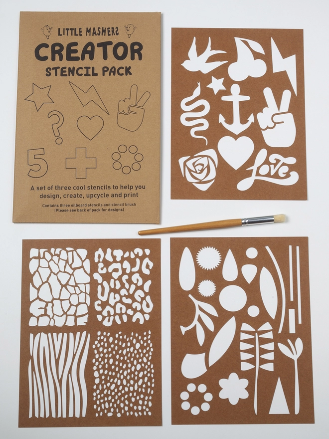 Pack of nature animal print and tattoo stencils