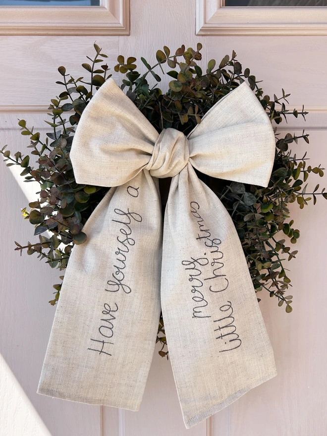 Christmas wreath bow personalised