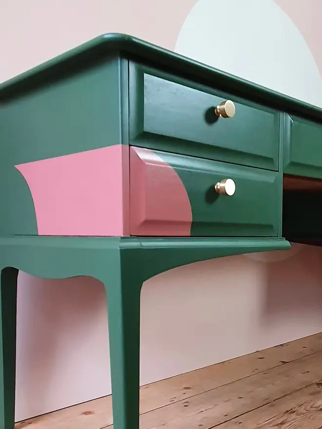 Green and pink dressing table or desk