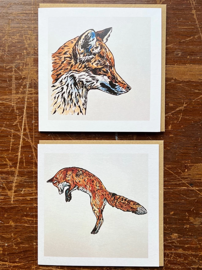 mr fox watching and mr fox strikes again art cards