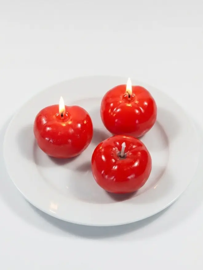 Red Mini Globe Trio Tomato Candles