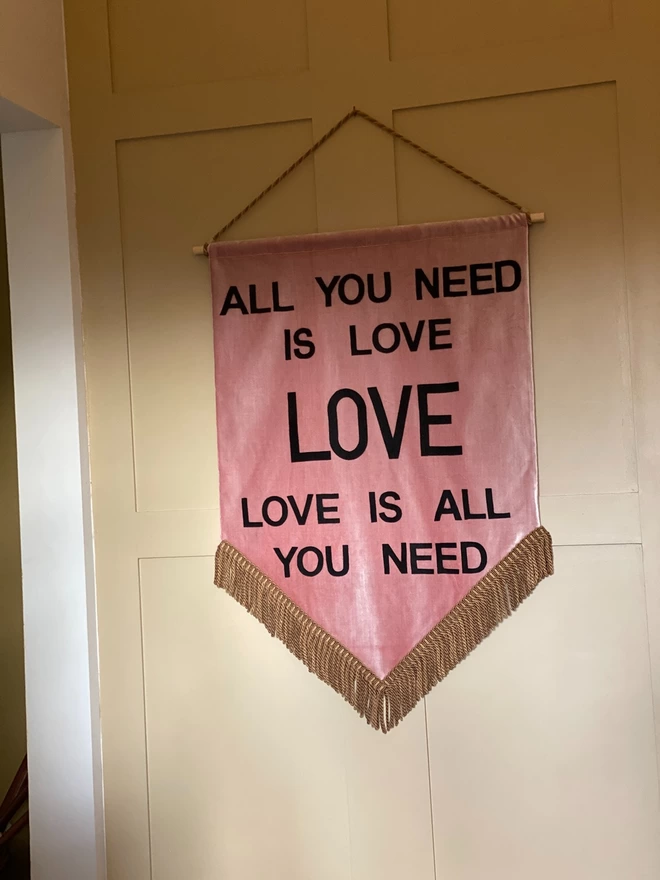 all you need is love giant wedding event wall hanging