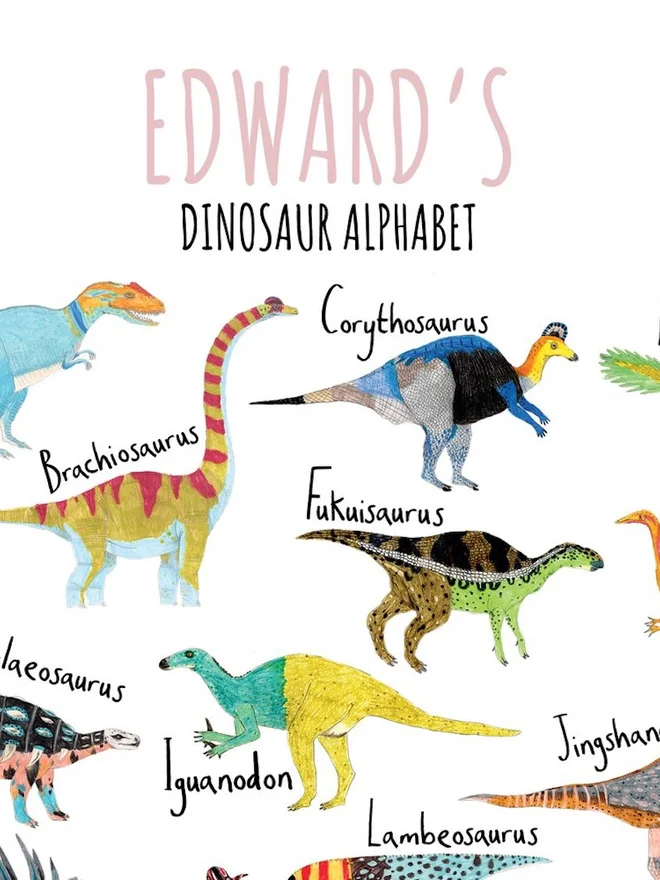 Personalised Dinosaur Alphabet print