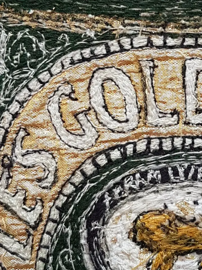 Lyle's Golden Syrup Embroidery Wall Art close up 
