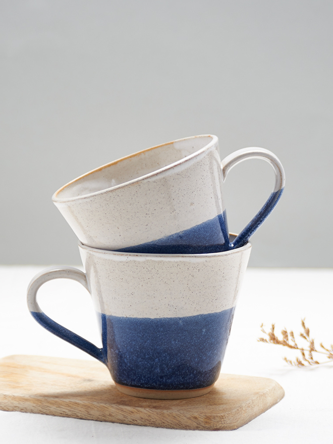 Blue and White Ceramic Mug