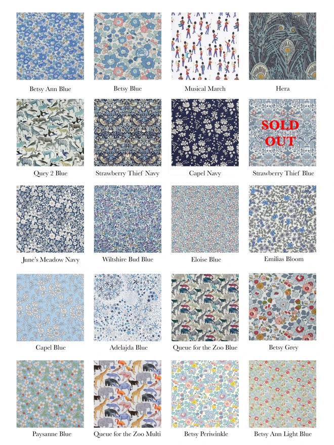 Liberty Print options blue