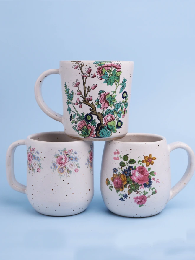 Vintage decal mugs