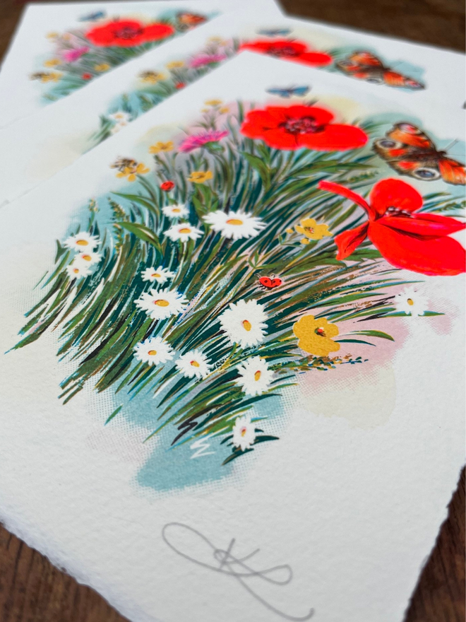 'Poppy Lane' Watercolour & Screenprint