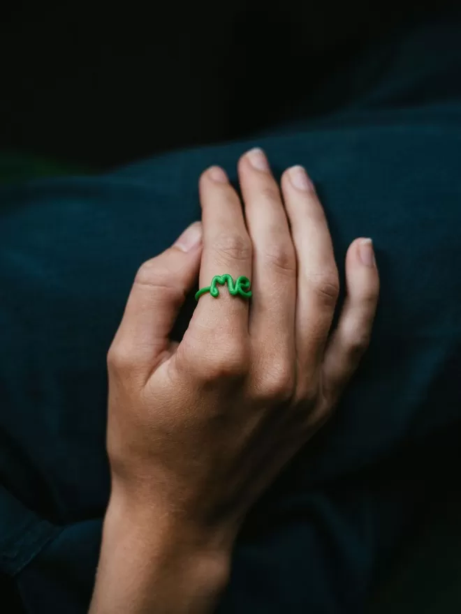 This Is 'Me' Statement Ring in green.