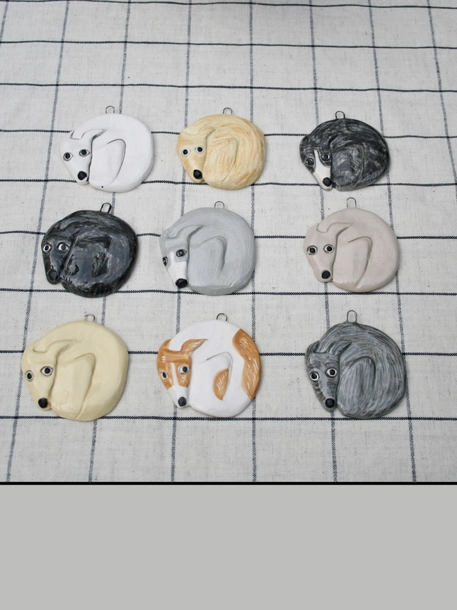whippet, lurcher, greyhound dog ornament