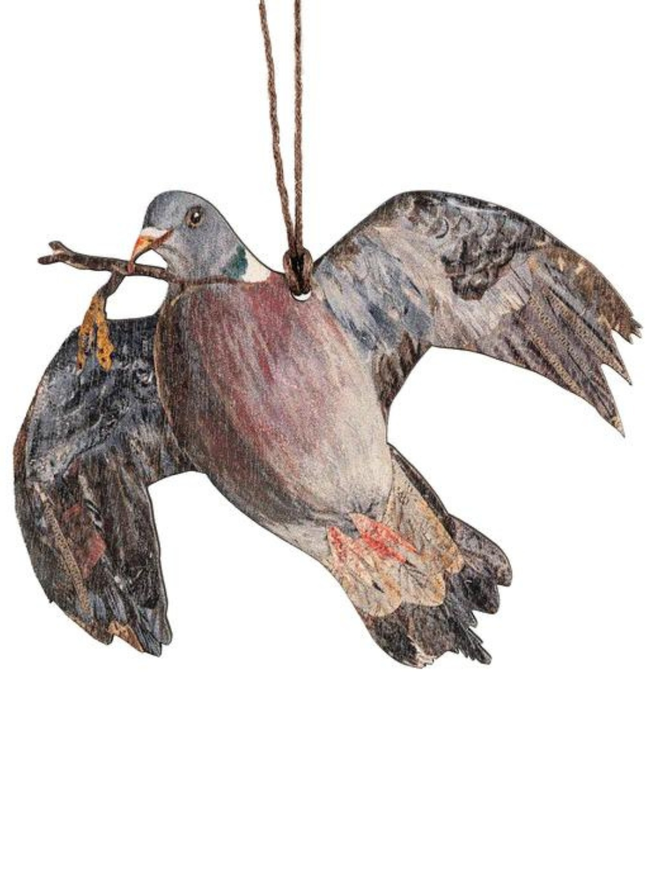 Wood Pigeon Wooden Decoration