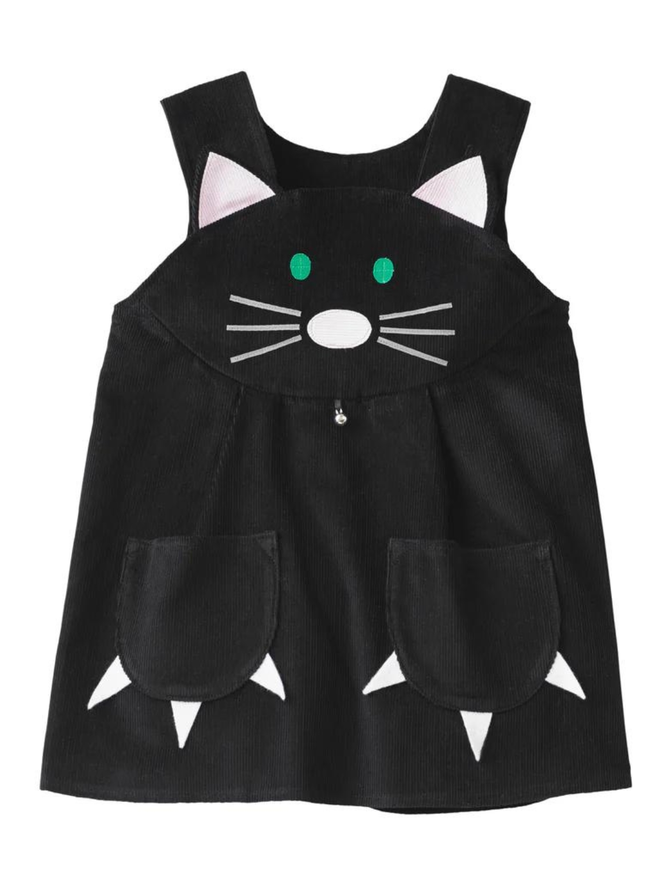 girls' cat pinafore dress front