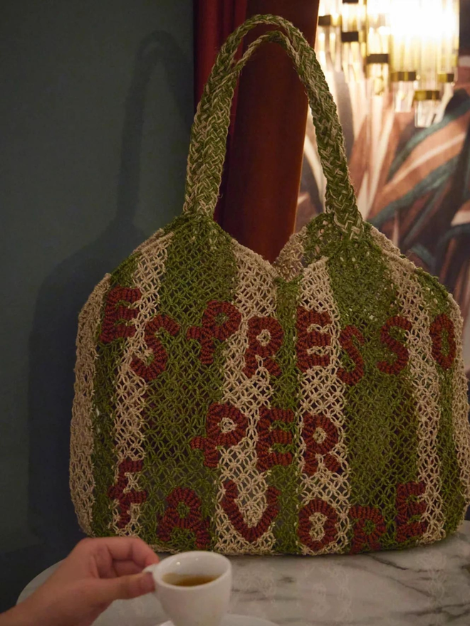 Espresso Per Favore Jute Tote Bag