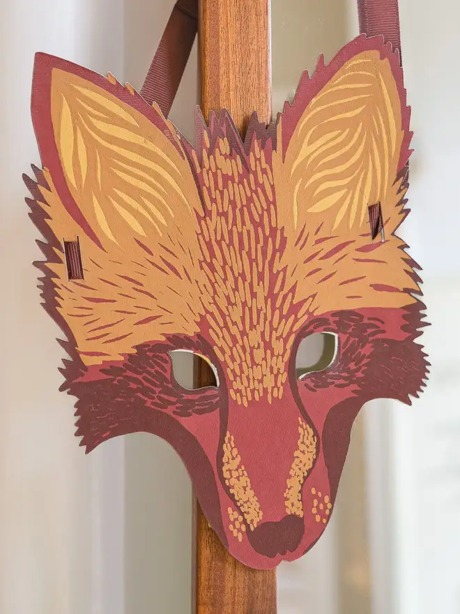 red fox recycled paper mask greeting card