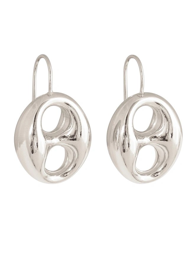 Loel Silver Anchor Mariner Drop Earrings on white