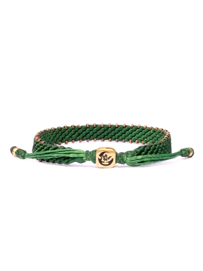 green rope and bronze bracelet for men