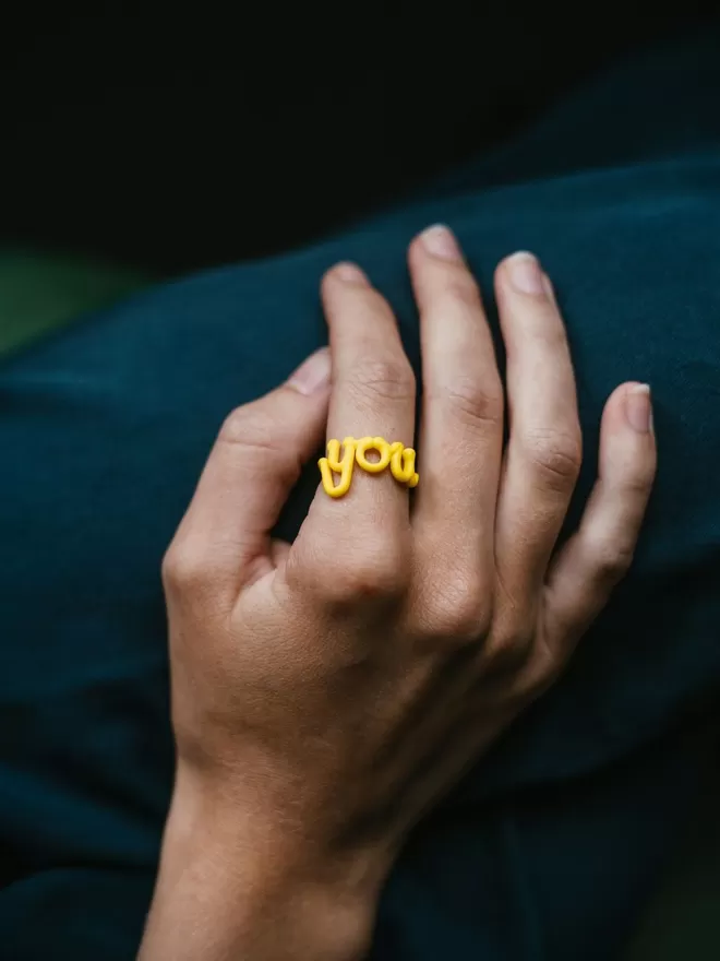 'You' Statement Reminder Ring in yellow.