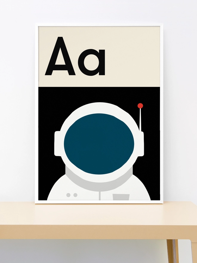 framed illustrated astronaut wall print 