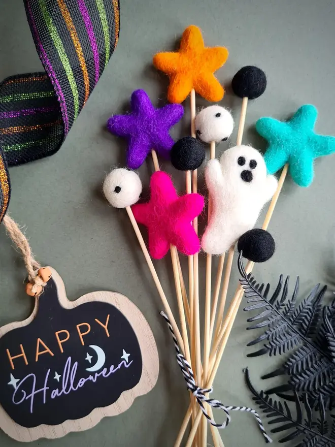 Halloween Ghost And Star Felt Bouquet Decoration