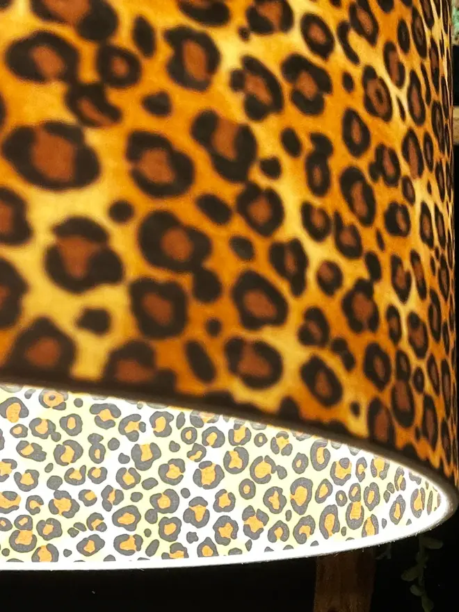 Wild Leopard Silhouette Lampshade In Crisp White Cotton,  light on