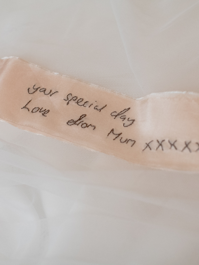 Personalised Handwriting Silk Wedding Bouquet Ribbon