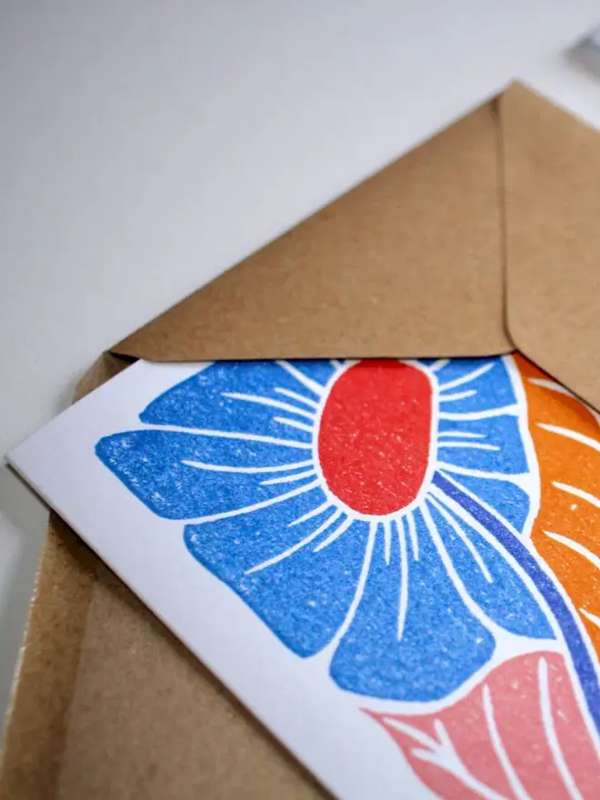 blue floral greeting card