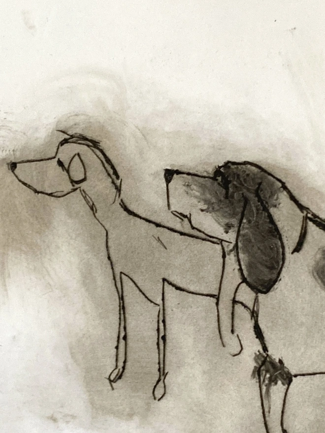 'A Little Look '. Handmade Dog Drypoint Print by Samantha Barnes