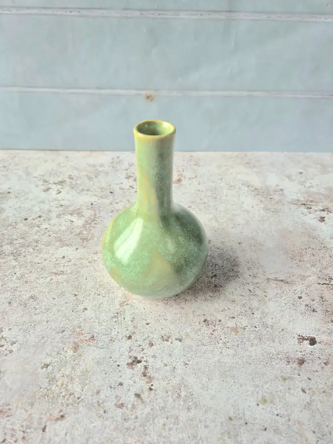 ceramic bud vase, ceramic vase, small pottery vase, gift vase, gift for new house, gift for friend, gift for wife, green vase, Jenny Hopps Pottery