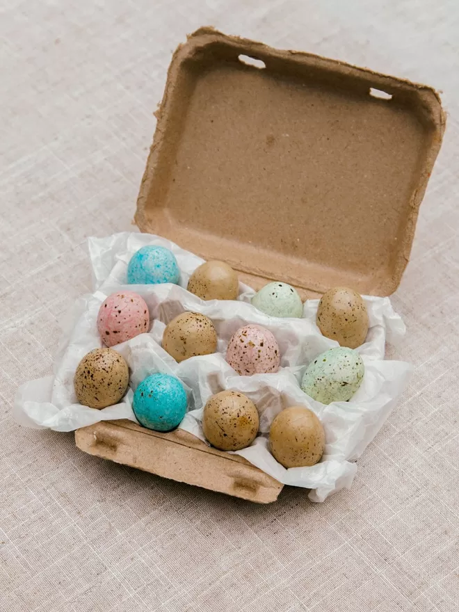 Chocolate detective Cuckoo eggs seen with the box open.