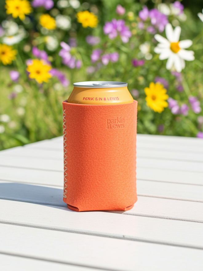 pink leather can sleeve