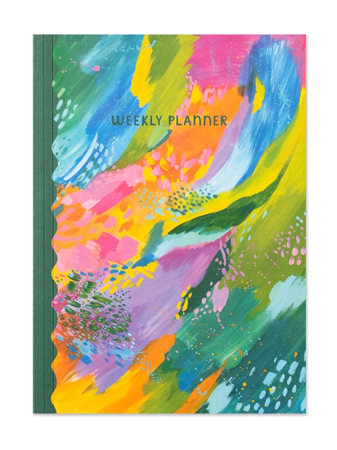 Raspberry Blossom weekly planner in painterly abstract design