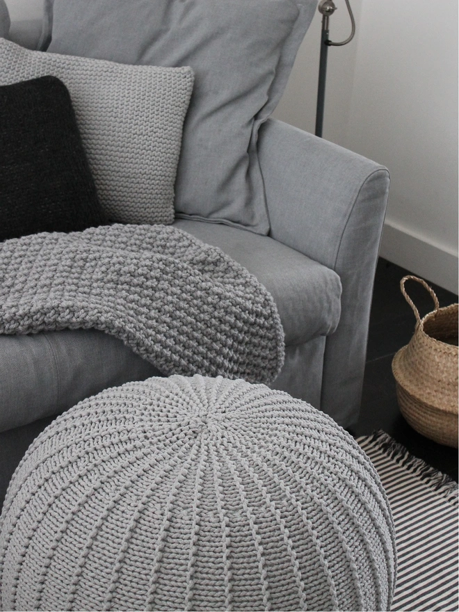 Hand Knitted Pouffe 