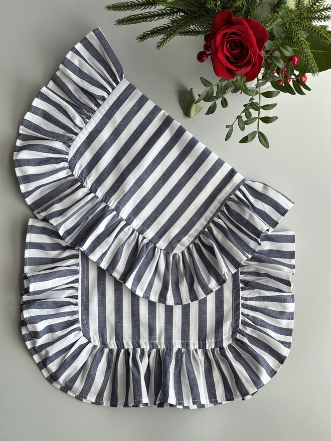 Blue striped placemats