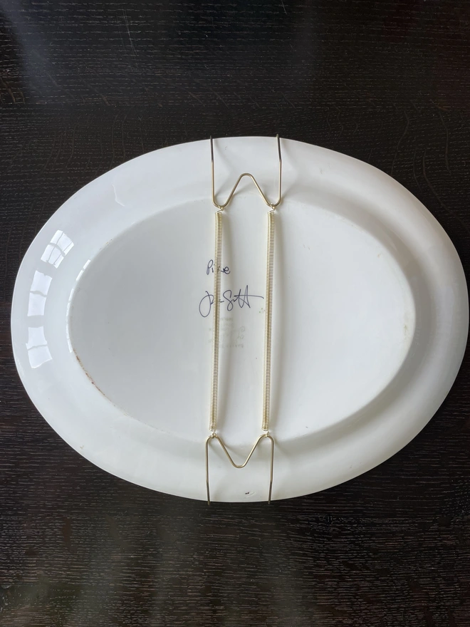 plate hanger on back of painted plate