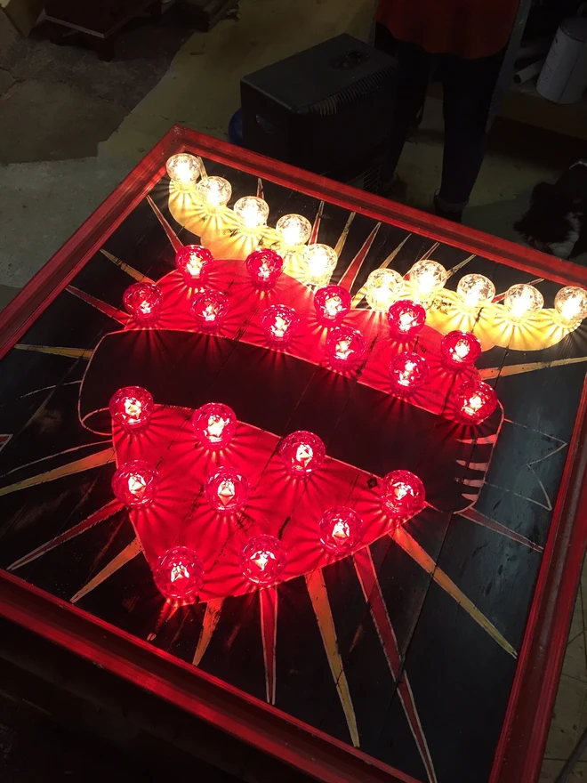 heart wings personalised light up sign