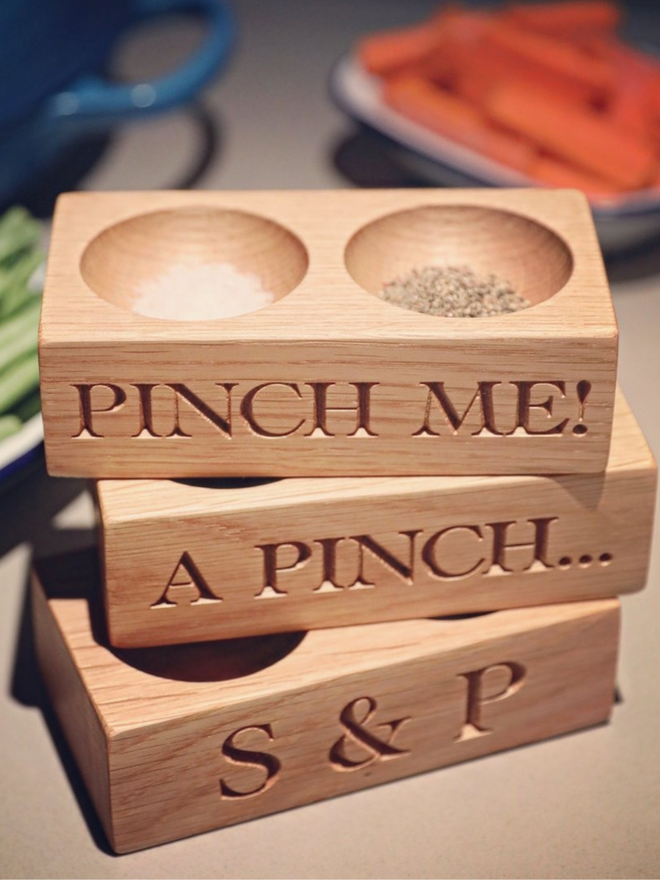 Personalised salt and pepper pot