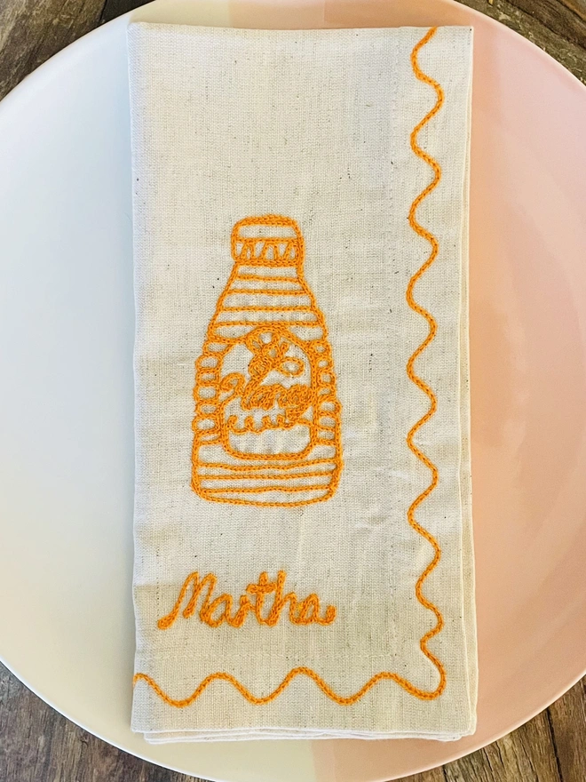 Embroidered Couple's Condiment Napkins (Set Of 2)