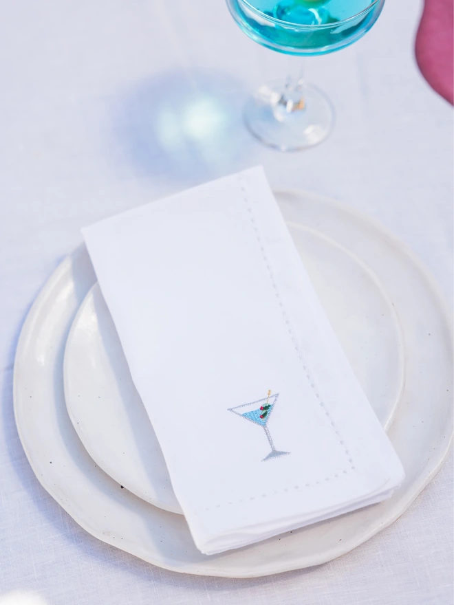 Embroidered Cocktail Napkin Set