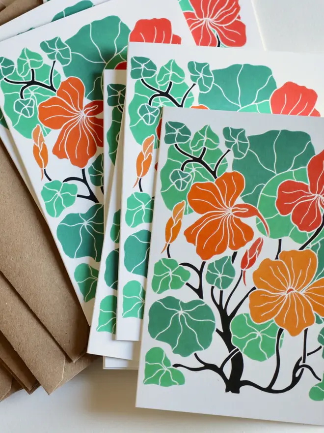 nasturtium flower notecard set