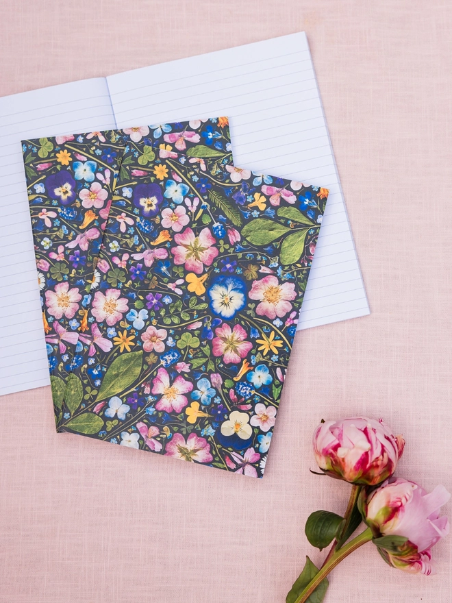 Pressed flower ink notebook