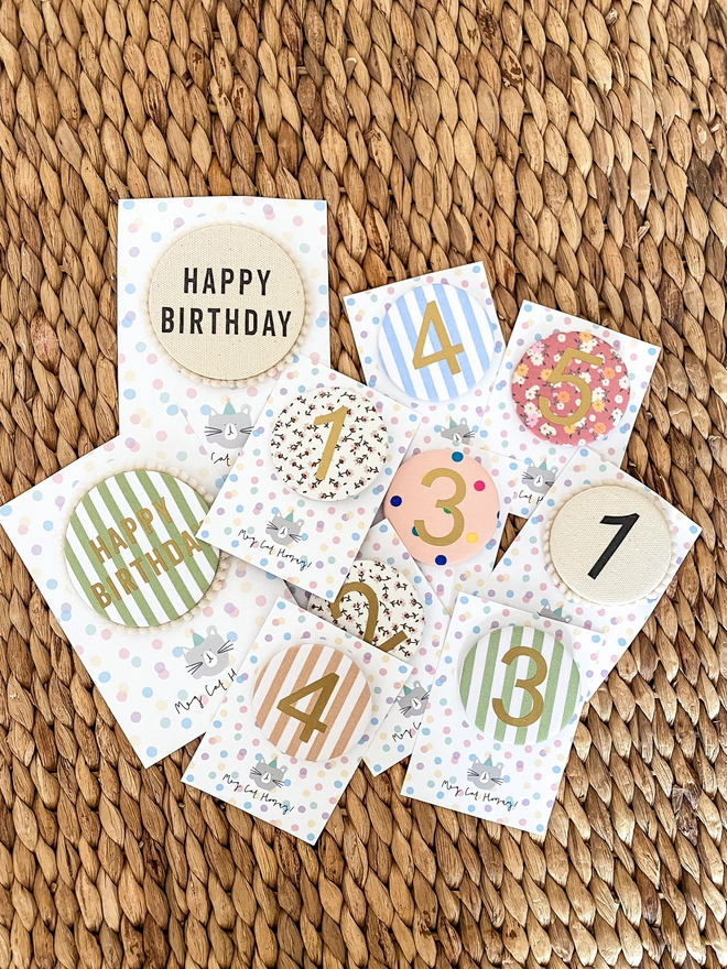 Striped and Floral Birthday Badegs