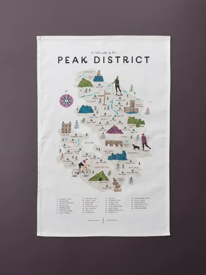 peak district map tea towel